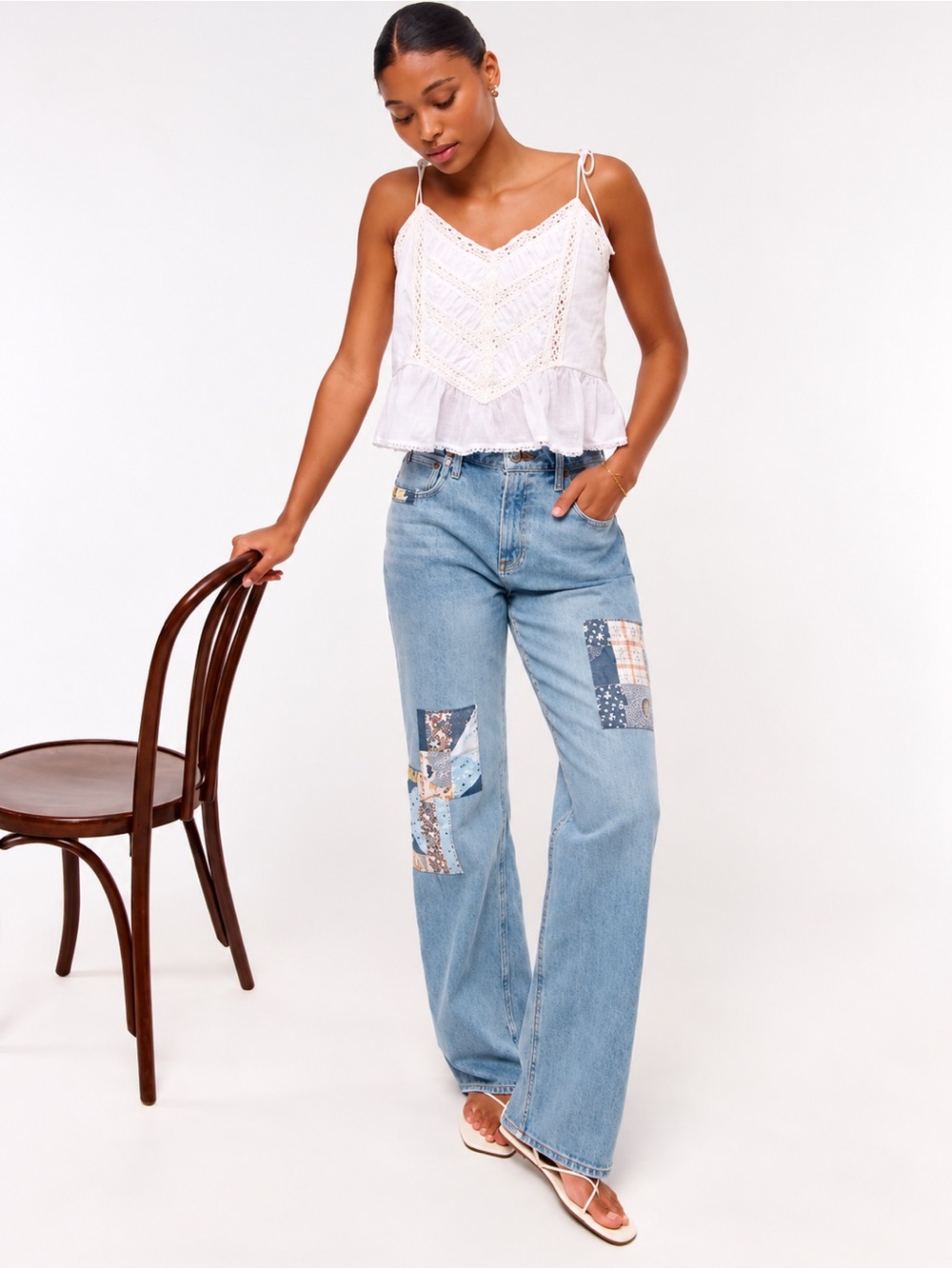 Abercrombie & Fitch High Rise 90s Relaxed Patchwork Jeans Size 29 Long
